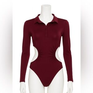 Chic Maroon Long Sleeve Bodysuit